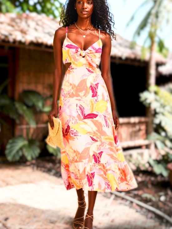 Aqua Dresses & Skirts - ⭐ NWT!! Aqua Gorgeous Floral  Spaghetti Strap Sundress With Pockets!